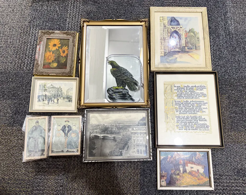 Box of Assorted Small Framed Works Image 1++