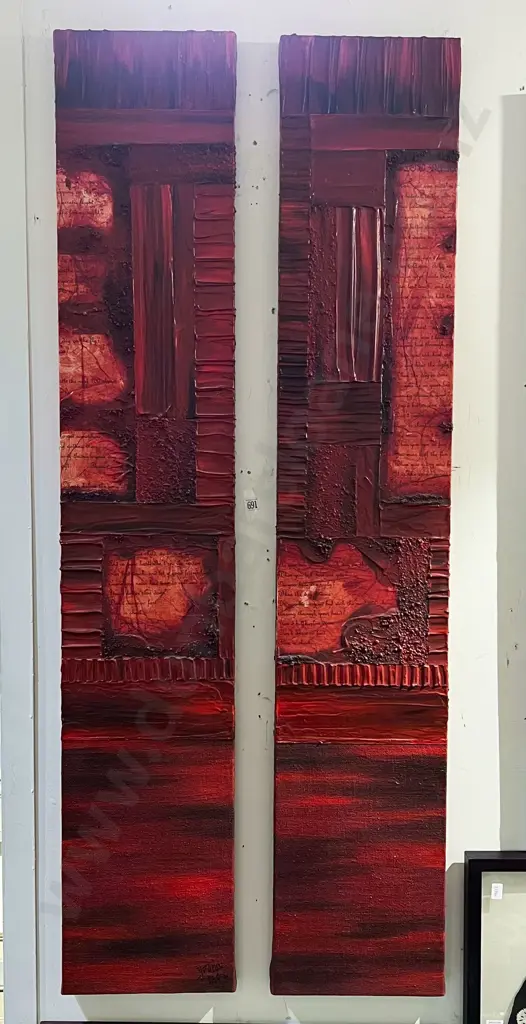 Yvonne Webber - "Slow Dance" Diptych - Mixed Media on Canvas Image 1++