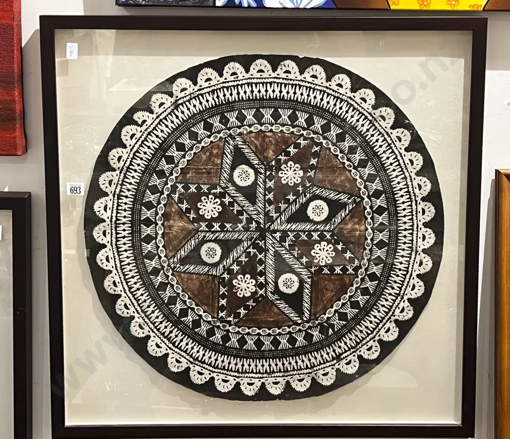 Framed Pacific Bark Cloth Artwork Image 1++