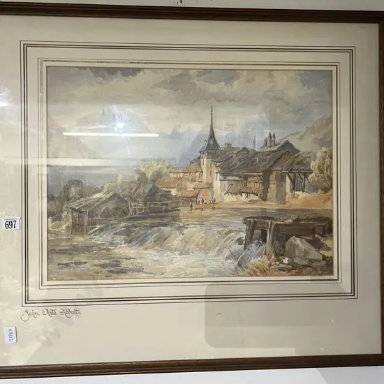 John White Abbott - Village Scene - Watercolour