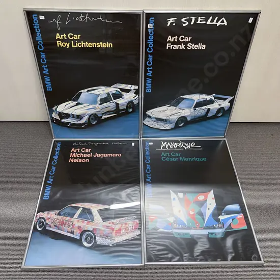 Four Framed Art Car Posters