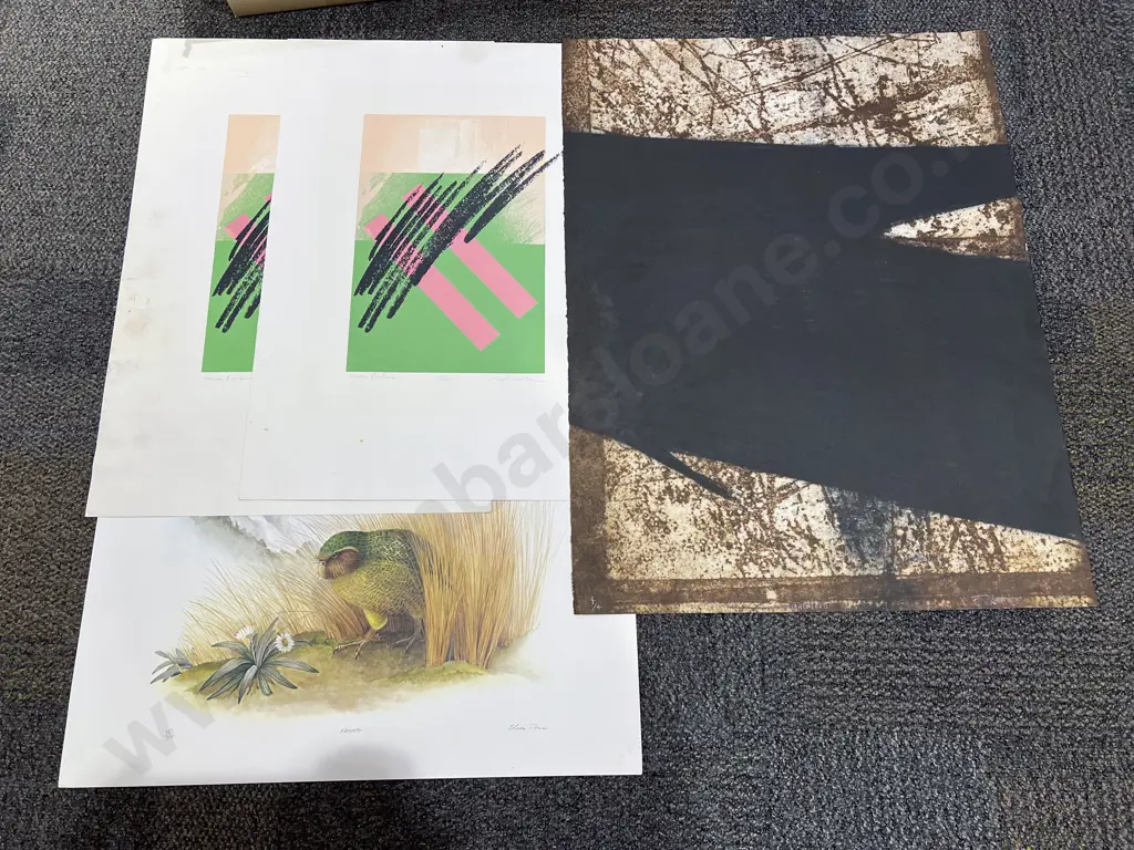 Nine Assorted Unframed Paintings & Prints Image 1++