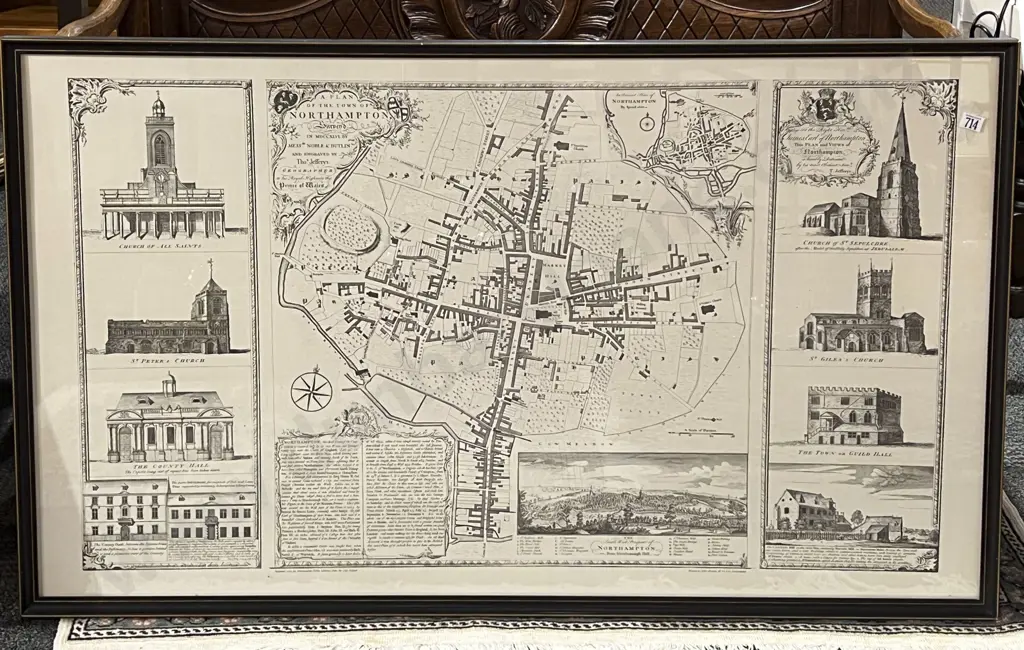 Framed Town Plan of Northampton Image 1++