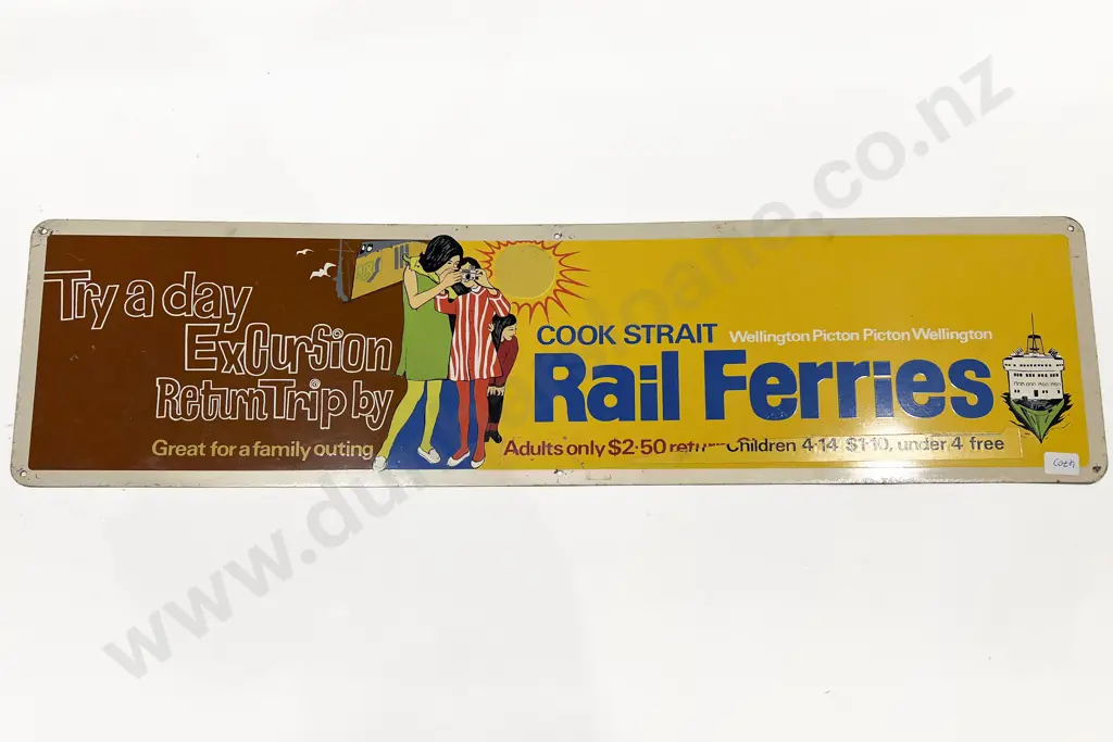 Tinplate Advertising Sign - Cook Straight Rail Ferries Image 1++