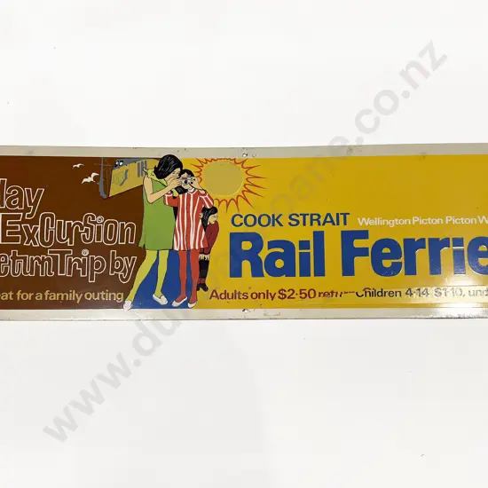 Tinplate Advertising Sign - Cook Straight Rail Ferries