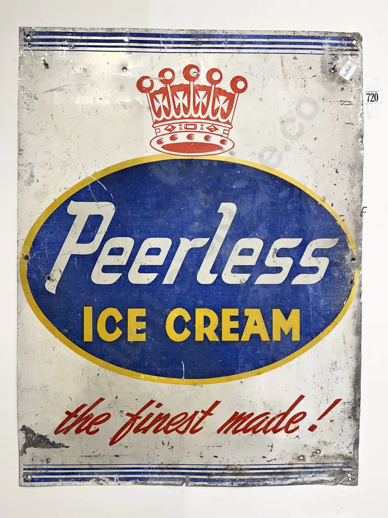Tinplate Advertising Sign - Peerless Ice Cream Image 1++