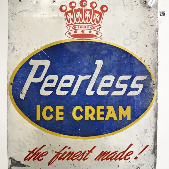 Tinplate Advertising Sign - Peerless Ice Cream