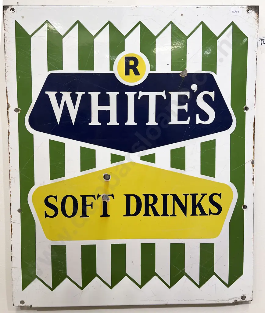 Enamel Advertising Sign - White's Soft Drinks Image 1++