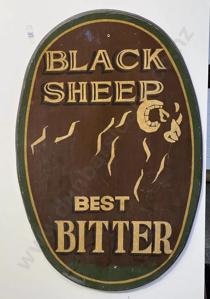 Vintage Painted Wooden Advertising Plaque - Black Sheep Beer Image 1++