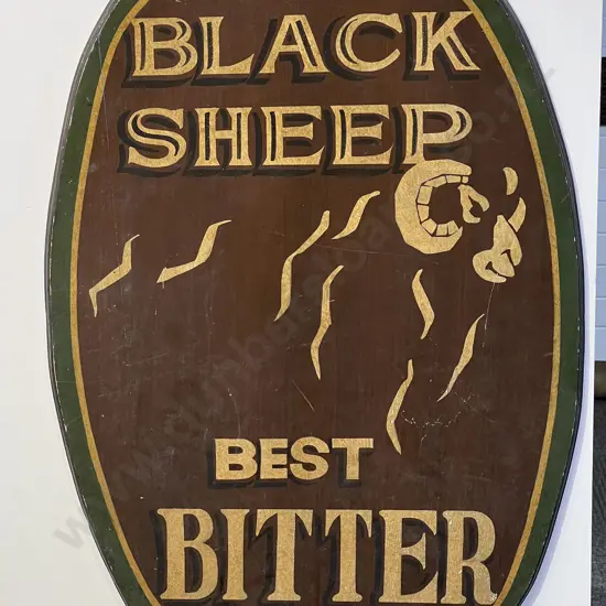 Vintage Painted Wooden Advertising Plaque - Black Sheep Beer