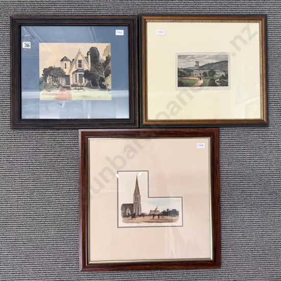 Two NZ Historical Architectural Prints with Peter G. Leitch Print