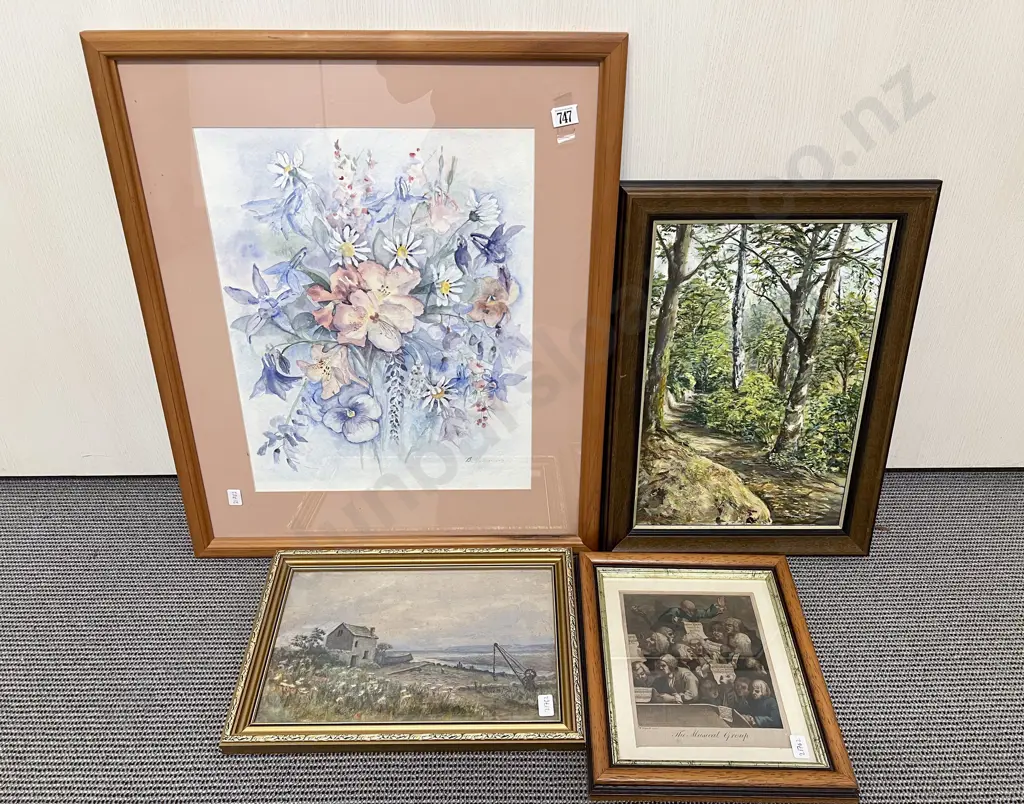 B. Yeoman - Floral Still Life Watercolour together with Print & Two Originals Image 1++
