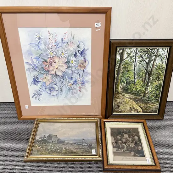 B. Yeoman - Floral Still Life Watercolour together with Print & Two Originals