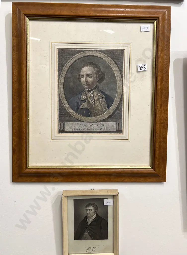 Captain Giacomo Cook Coloured Bookplate together with Smaller Print Image 1++