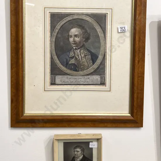 Captain Giacomo Cook Coloured Bookplate together with Smaller Print