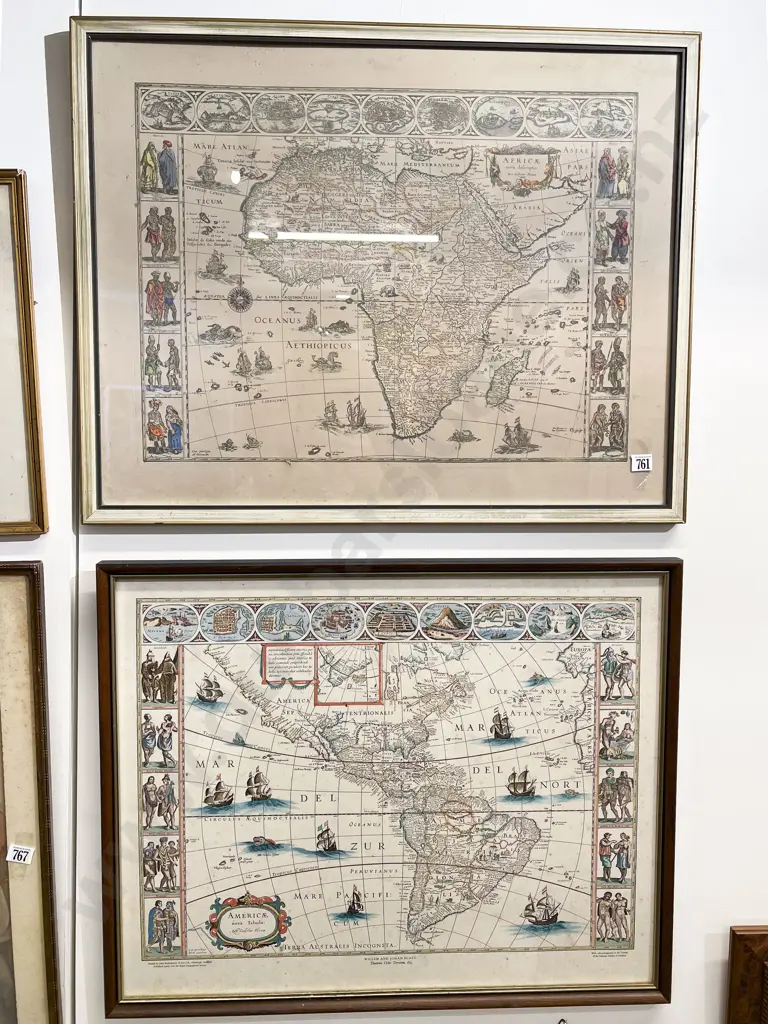 Pair of Pictorial Maps "American & Africa" Image 1++