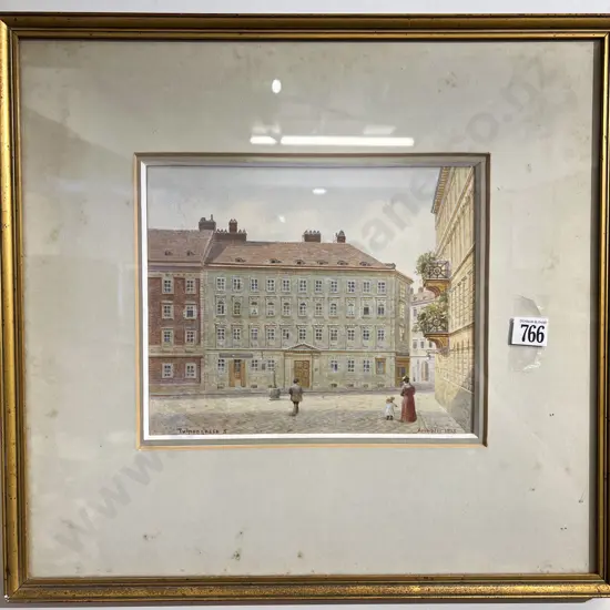 Indistinctly Signed - European Street Scene - Watercolour