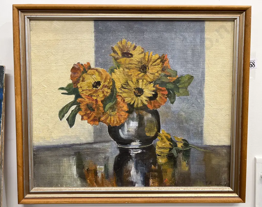 E. Mansfield - Floral Still Life - Oil on Board Image 1++