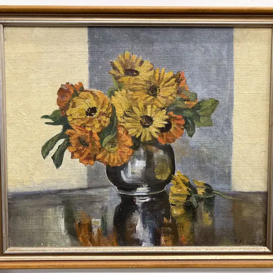 E. Mansfield - Floral Still Life - Oil on Board