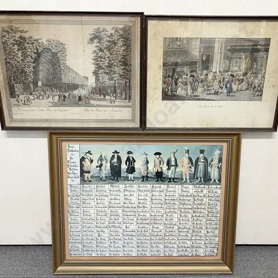 Styrian Table of Peoples together with Two Vintage Historical Prints