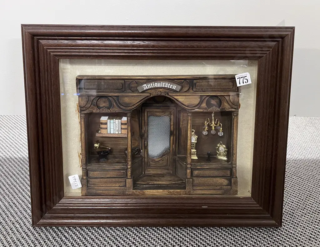 "Antiquitaten" - Diorama of An Antique Store in Framed Display Case Image 1++