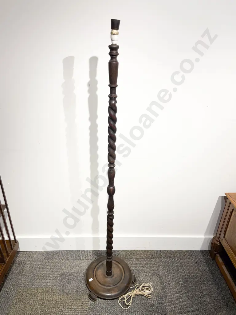 Oak Barley Twist Standard Lamp Image 1++
