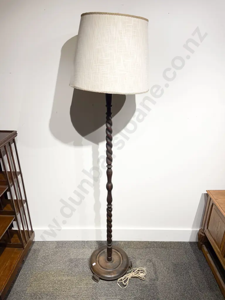 Oak Barley Twist Standard Lamp Image 1++