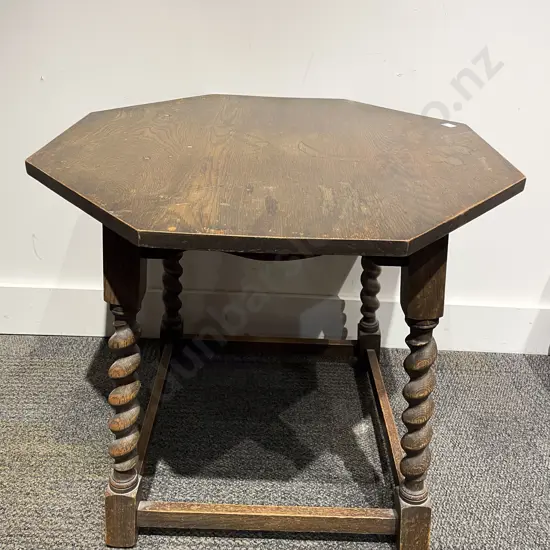 Octagonal Oak Centre Table with Barley Twist Supports