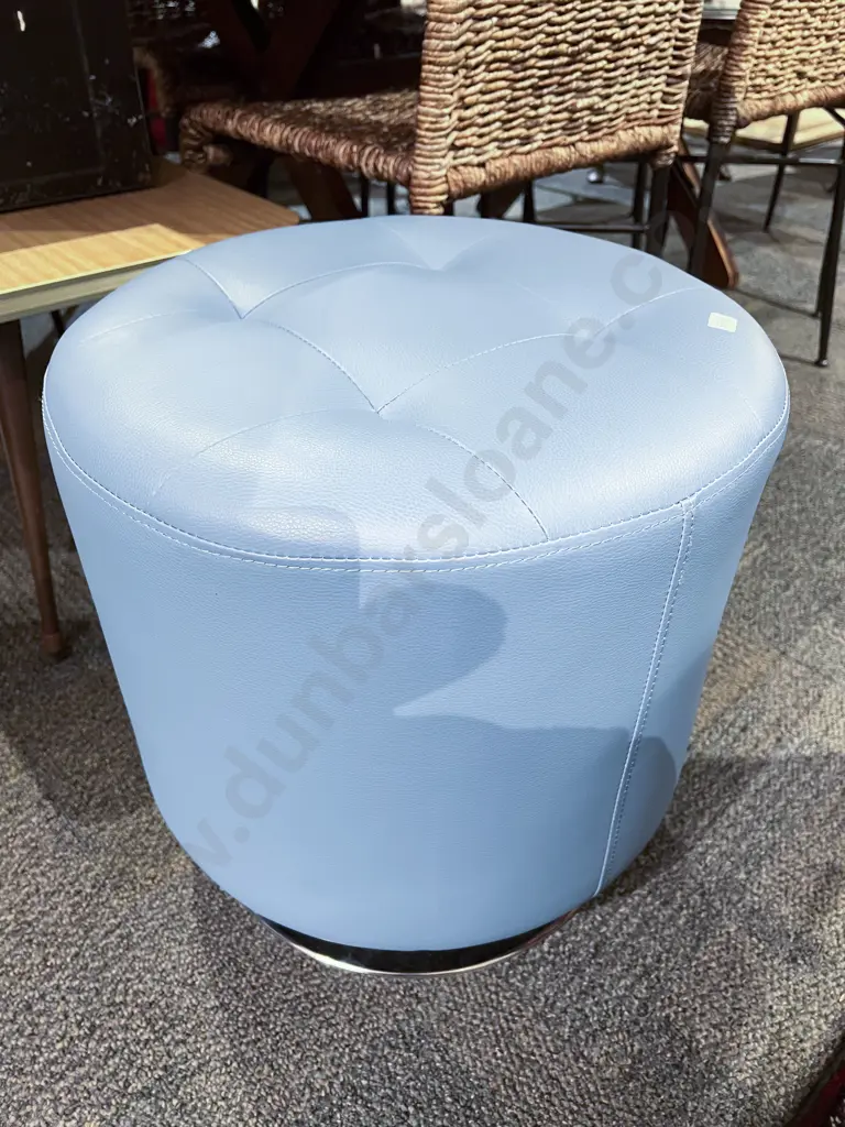 Vinyl Upholstered Swivel Footstool on Chrome Base Image 1++