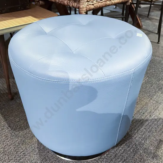 Vinyl Upholstered Swivel Footstool on Chrome Base