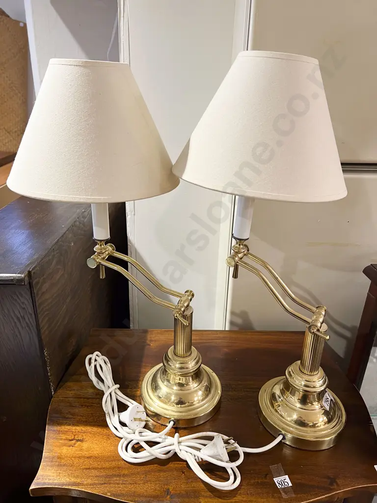 Pair of Brass Table Lamps Image 1++