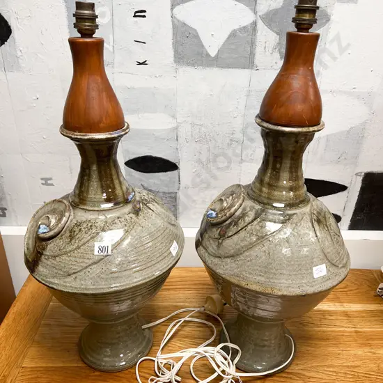 Pair of Pottery Form Table Lamps