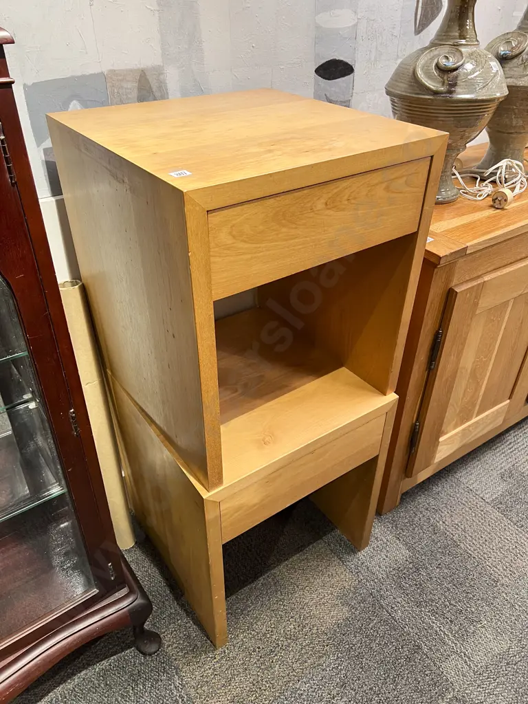 Pair of Modern Single Drawer Bedside Tables Image 1++
