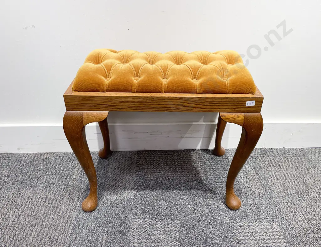 Oak Claw & Ball Foot Side Table together with Oak Stool Image 1++