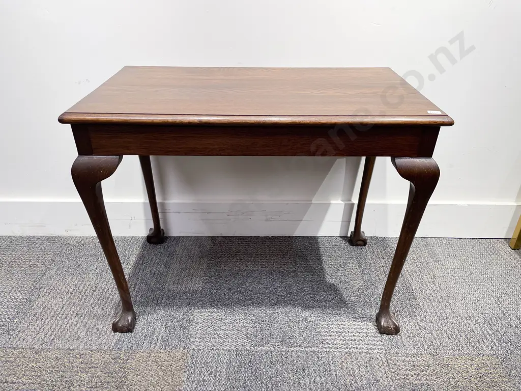 Oak Claw & Ball Foot Side Table together with Oak Stool Image 1++