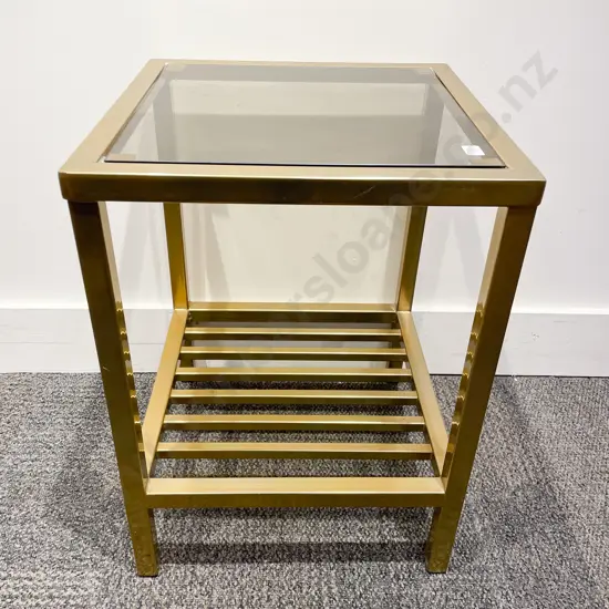 Brass & Smoked Glass Coffee Table