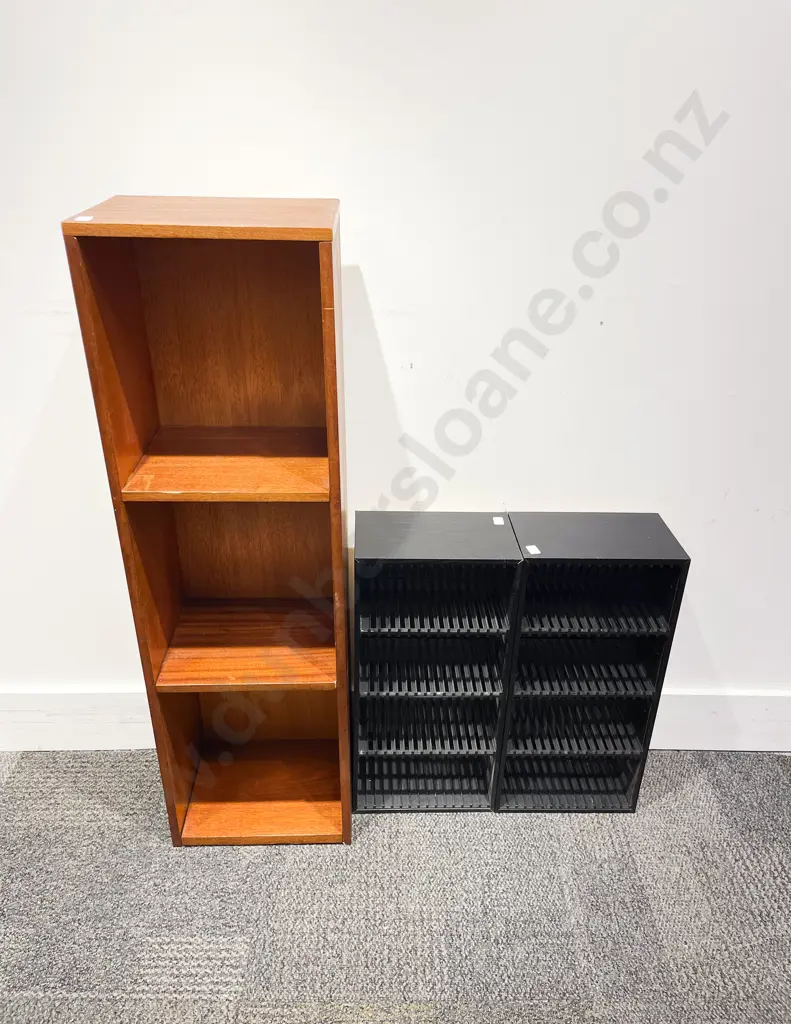 Pair of CD Racks together with Small Occasional Shelf Image 1++