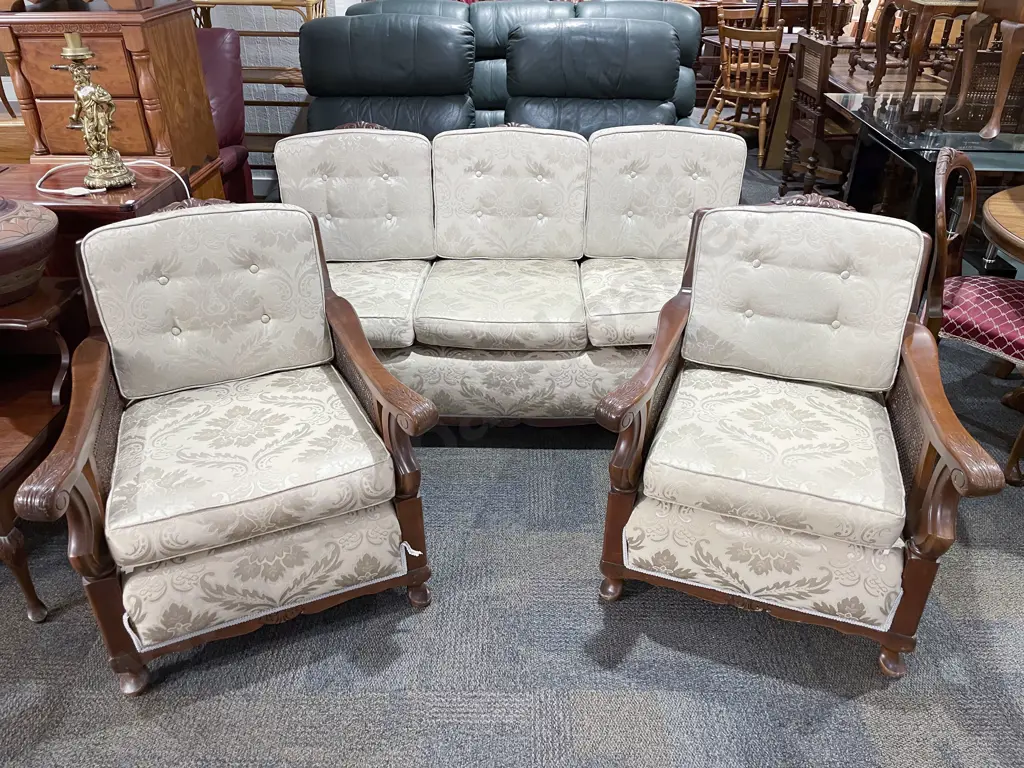 Three Piece Mahogany & Wickham Conservatory Suite Image 1++