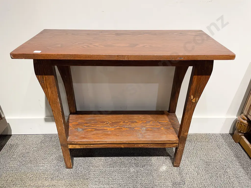 Stained Pine Two-Tier Side Table Image 1++