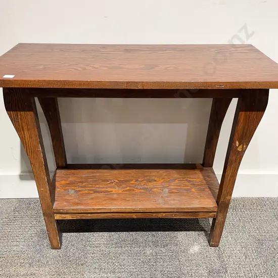 Stained Pine Two-Tier Side Table
