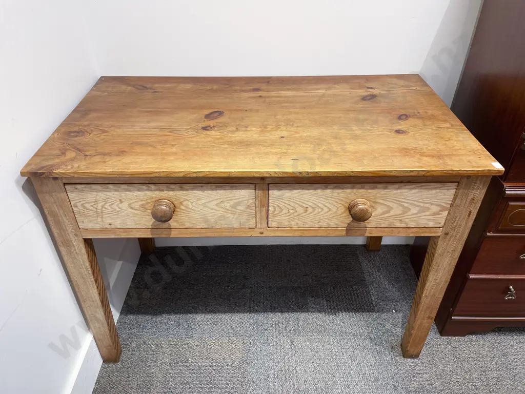 Country Kitchen Pine Two Drawer Work Table Image 1++