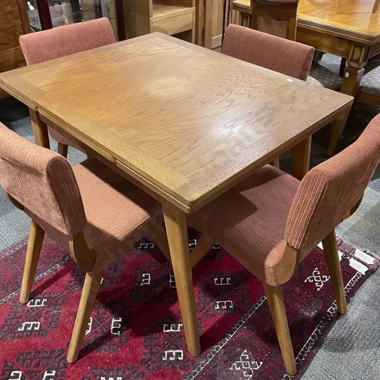 Mid C20th Oak Extension Dining Table with Four Matching Chairs
