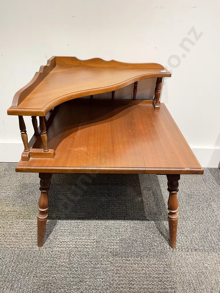 Teak Occasional Table with Corner Gallery Back Image 1++