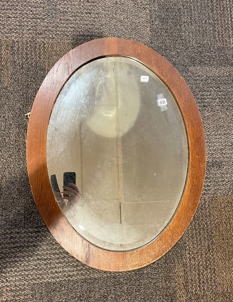 Oak Framed Oval Wall Mirror Image 1++