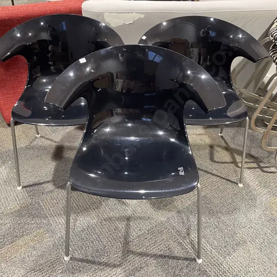 Set of Three Stacking Modern Design Plastic Chairs