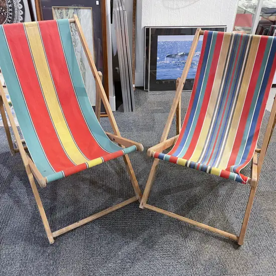 Pair of Vintage Beach Loungers