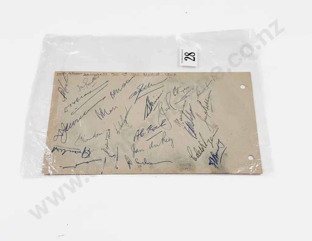 Autographs From the 1956 Springboks Tour of NZ Image 1++