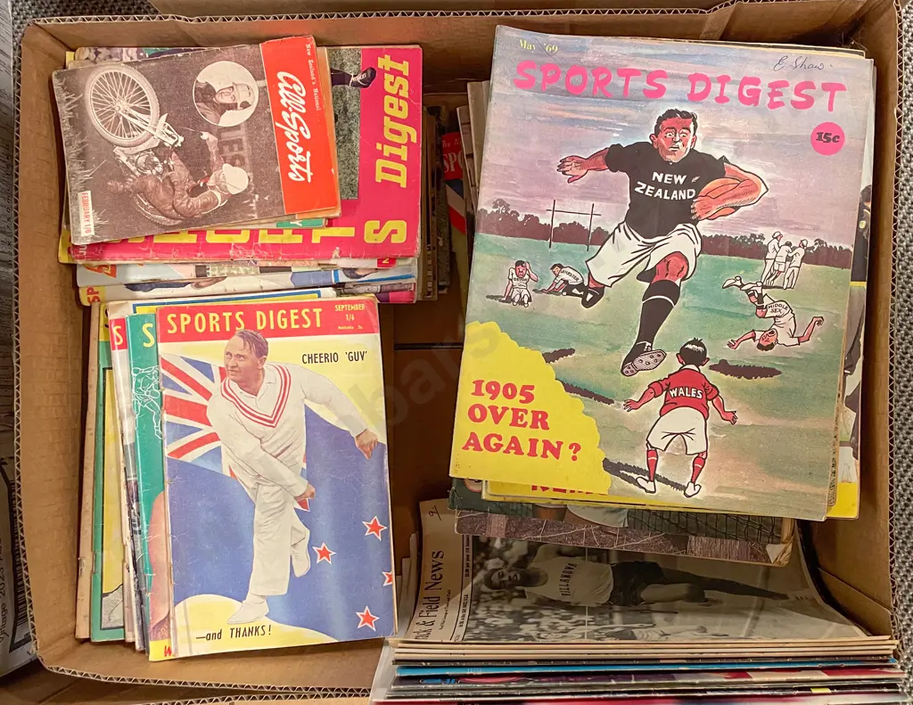 Box Quantity Assorted Vintage Sport Related Magazines Image 1++