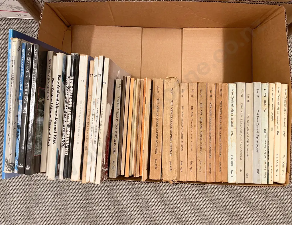 Box Quantity Vintage NZ Alpine Journals & Assorted Books Image 1++