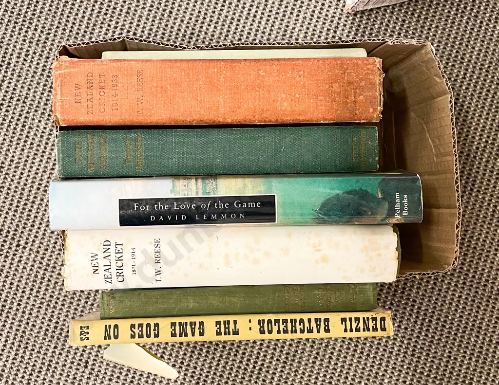 Box Quantity Assorted Books Relating to Cricket Image 1++